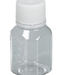 Bürkle Laboratory Bottle 125 ml, PET, Sterile Transparent, Moulded Graduation with Tamper-Evident Cap