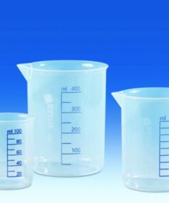 VITLAB Griffin Beaker 2000 mL, PP, Blue, Embossed Graduation, Translucent, Pack of 6