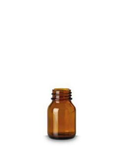 RIXIUS Wide-Neck Amber Glass Bottle 50 mL, DIN 32, Without Cap 9072164 (Pack of 85)