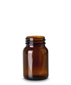 RIXIUS Wide‑Neck Amber Glass Bottle 250 mL, DIN 55, Without Cap 9072166 (Pack of 30)