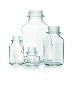 DWK Duran Square Screw Cap Bottle 500 mL, Wide Neck, Clear Thread 54, Soda Lime Glass, Without Cap