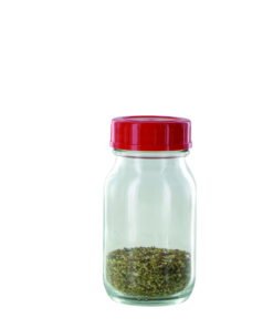 Behr Labor Wide Neck Bottle RK 100 GT, 100ml Clear Glass, with Closure and PTFE Insert, Thread Dia. 40mm