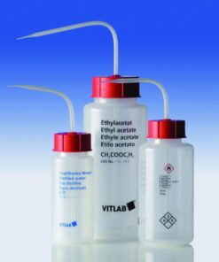 VITLAB Safety Washing Bottle 250 ml, PP, GL 45, Acetone, VENT CAP