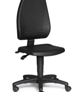 LLG-Lab chair PU foam black, sit-stopp castors seat high 440-620mm