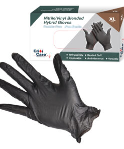 CritiCare Gloves Vitrile, Black – Box of 100