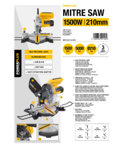Alternative view of Mitre Saw 1500W 210Mm Blade With Dust Bag, Laser And Adjustable Clamps