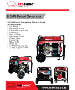 Alternative view of Red Rhino 8Kw H-Type Gasoline Generator (Electric Start) With Wheel Kit And Hour Meter