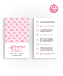 Aftercare Advice Cards | Lash Lift & Brow Lamination
