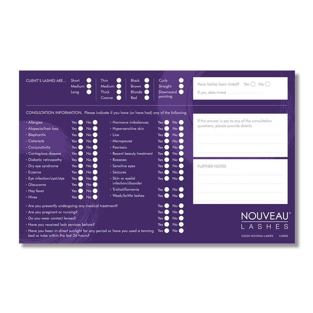 Nouveau Lashes Client Record Cards 100's - Image 2